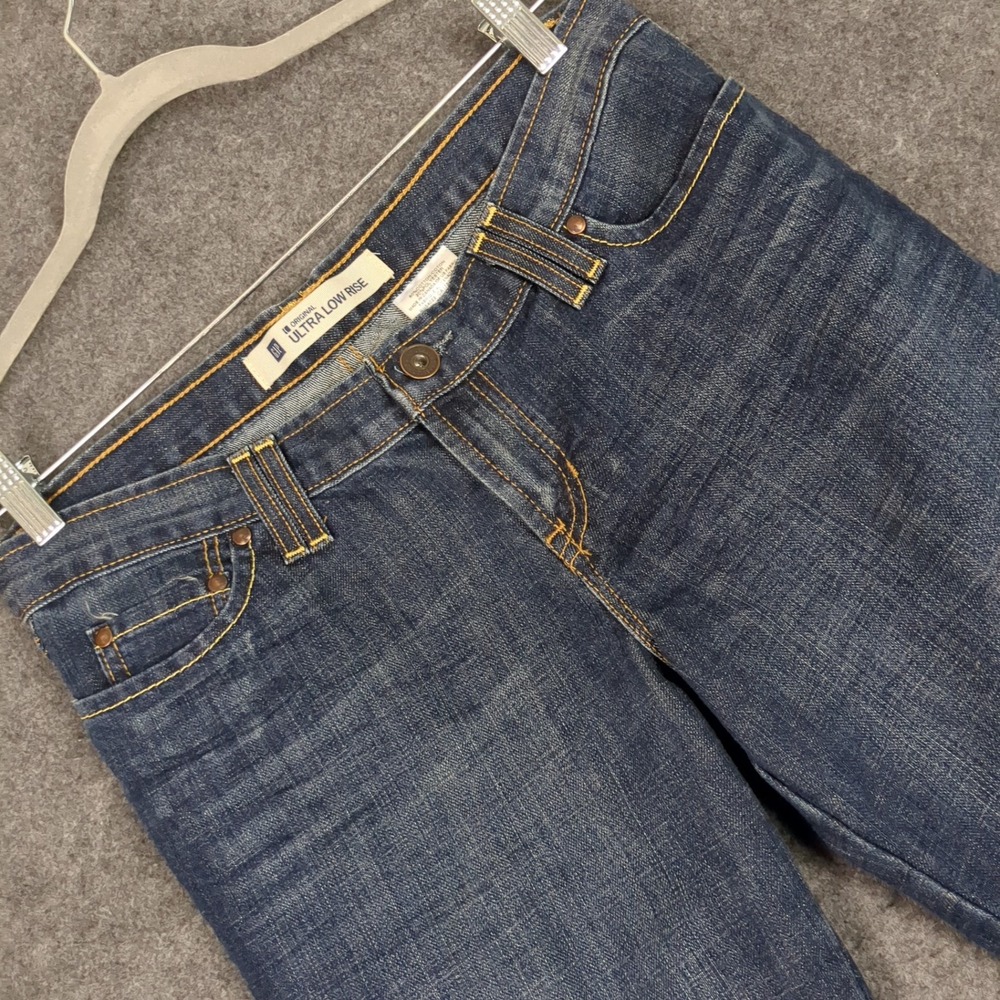 Gap Original Ultra Low Rise Flare Jeans Dark Wash Blue‎ Denim Womens 10 Regular